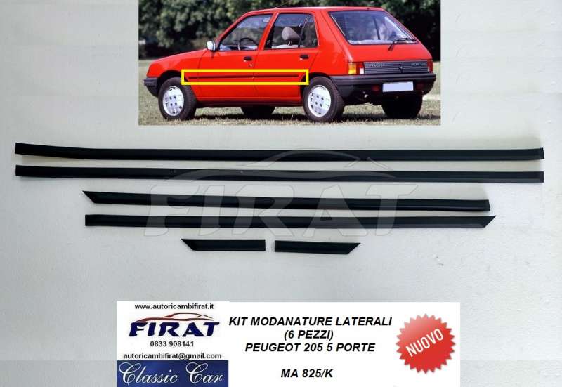 MODANATURE LATERALI PEUGEOT 205 5 PORTE (825/K)
